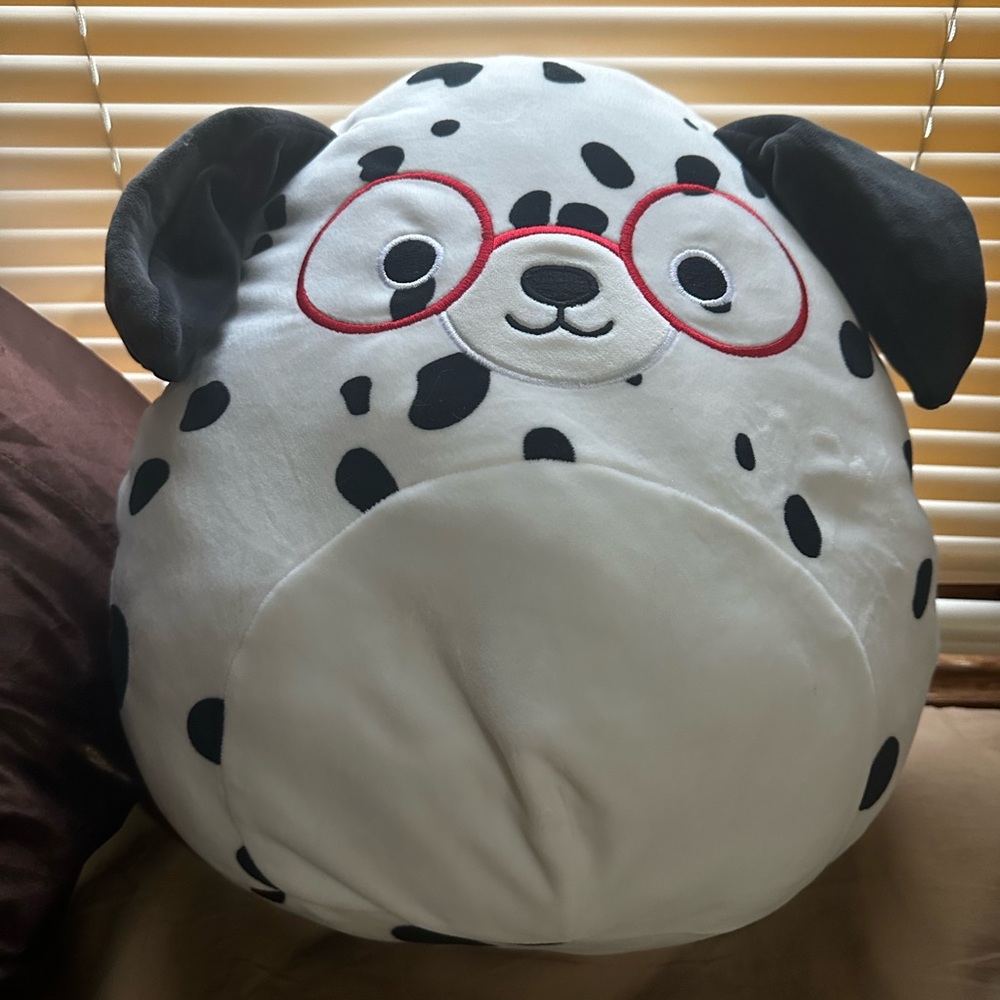 Squishmallows Dalmatian Dog Plush with Red Glasses